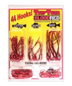 Tru Turn Blood Red Assorted Hooks 44ct Terminal Tackle